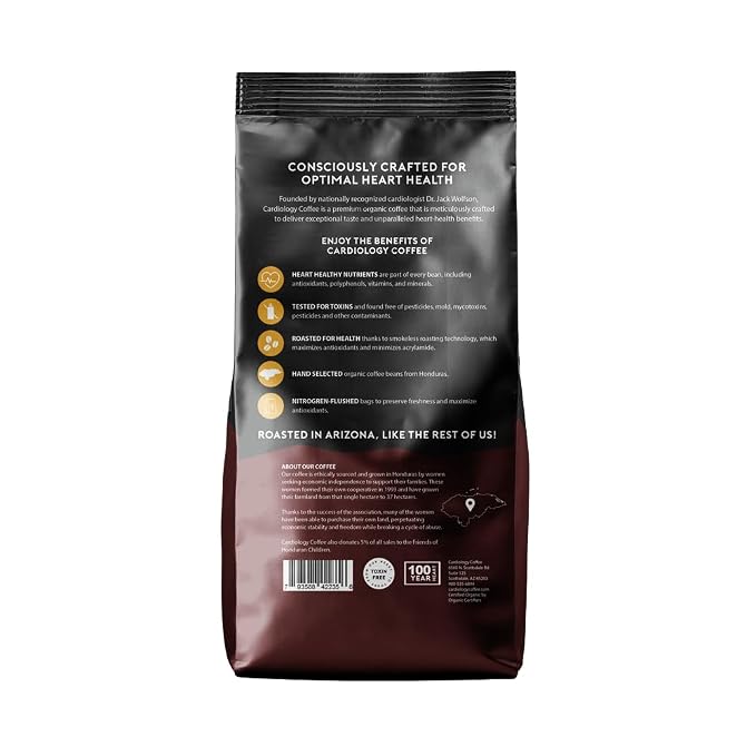 Cardiology Coffee – Whole Bean Coffee – USDA Certified Organic, Mold Free 12oz Premium Light Roast Organic Coffee Beans with Antioxidant Benefits – Perfect for Heart Healthy Lifestyle