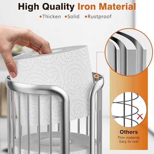 Toilet Paper Holder Stand, Freestanding Toilet Paper Storage,2 Pack,Silver