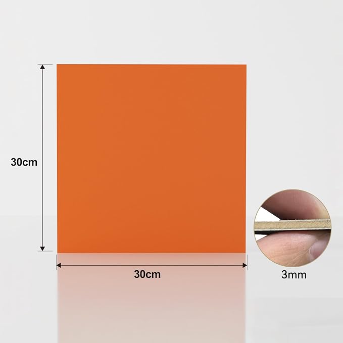 8 Pack Orange Basswood for Laser Cutting, 12"x12"x1/8" (3 mm) Double-Sided Colored Plywood Sheets, for Laser Engraving, DIY Craft Wood & School Projects