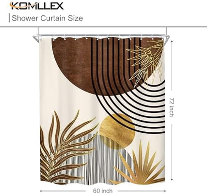 Mid Century Boho Abstract Modern Sun Minimalist Bathroom Shower Curtain Set