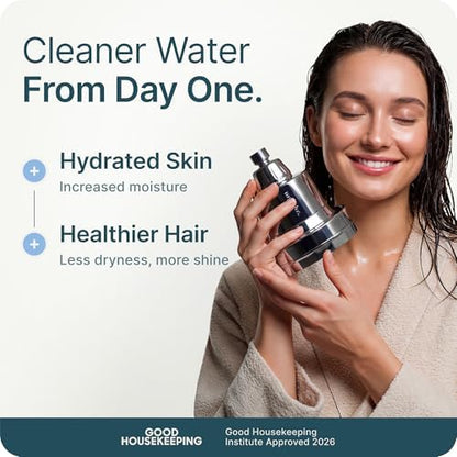 MyHalos® Filtered Shower Head, Shower Head Filter for Hard Water (Chrome)