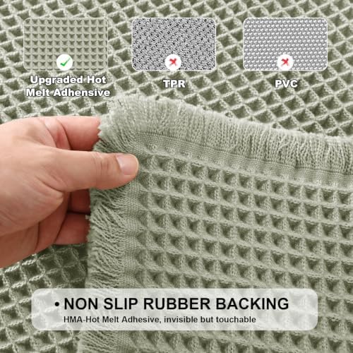 JIUZHEN Set of 2 Waffle Bath Mats Boho Bath Rugs 16x24&18x30, Sage Green