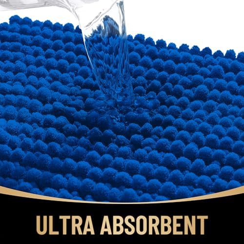 OLANLY Thick Chenille Bathroom Runner Rugs Mats 44x24, Royal Blue