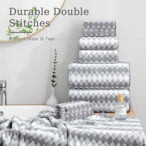 Bath Towel Set Gray 4Pack-35x70 Towel,600GSM Ultra Soft Microfibers Bathroom Towel Set Extra Large Plush Bath Sheet Towel,Highly Absorbent Quick Dry Oversized Towels Spa Hotel Luxury Shower Towels
