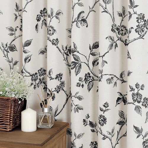 MitoVilla Extra Long Cotton Floral Shower Curtain for Bathroom,72 x 96