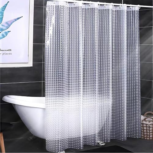 Clear Shower Curtain Liner, 100% Waterproof EVA 3D Shower Curtains with 3 Duty Heavy Bottom Magnets and 12 Rust Proof Grommets, 72x72 Weighted Shower Liner for Shower Stall, Bathtubs