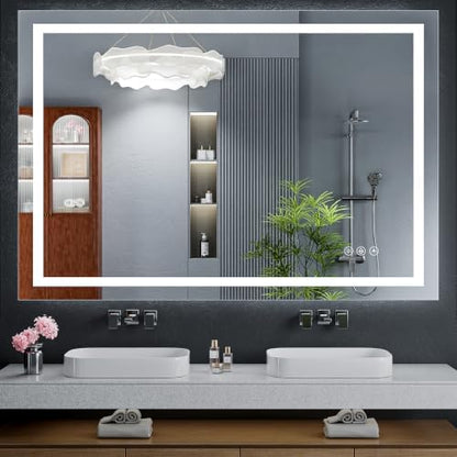 55"x40" LED Bathroom Mirror with Lights, Anti-Fog, Backlit+Frontlit