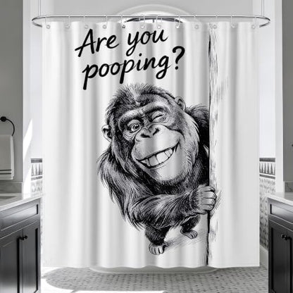 Extra Tall Shower Curtain XL are You Pooping Monkey, 70 x 78 Inchs