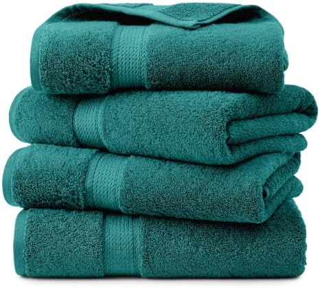 Superior Egyptian Cotton Plush & Absorbent, Bath Towel Set of 4, Teal
