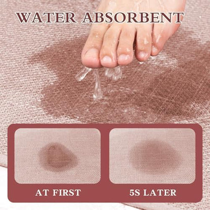 chakme Bathroom Rugs Mat 47x25, Ultra Thin Non Slip Bath Mat Large Quick Dry Absorbent Bath Mat for Bathroom Floor, (Pink, 47"x25")