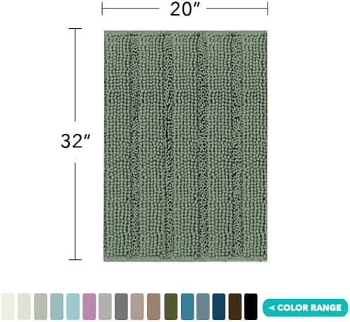 Turquoize Bathroom Rug 20"x32", Soft Absorbent Chenille Bath Rug, Green Bay