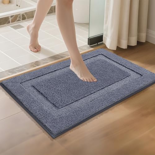 SHACOS Soft Microfiber Bathroom Rugs Set of 2 Pieces, Dark Grey