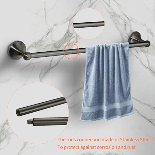 8 Pieces Bathroom Hardware Set Brushed Nickel Adjustable Expandable Towel Bars Towel Ring Wall Mount Toilet Paper Holder Towel Hooks Towel Racks Hand Towel Holder (8 Pcs Black)