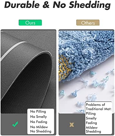 MontVoo Bath Mat Runner - Long Non Slip Absorbent Quick Dry Thin Bath Rug for Bathroom Floor Mat - Rubber Backed - Stain Resistant - Easy Care - Darkgrey 17"x50"