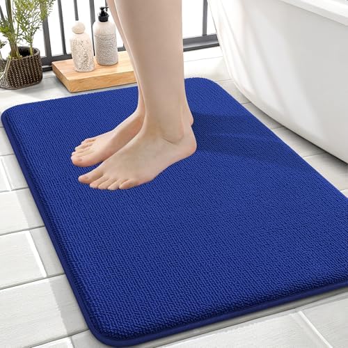 OLANLY Memory Foam Small Bathroom Rug 24x16, Absorbent Bath Mat, Royal Blue