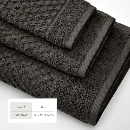 Great Bay Home Bath Towels - 100% Cotton 4 Pack 54x27 Bath Towel Set - Absorbent, Durable, Quick-Dry Towels for Bathroom (Midnight)