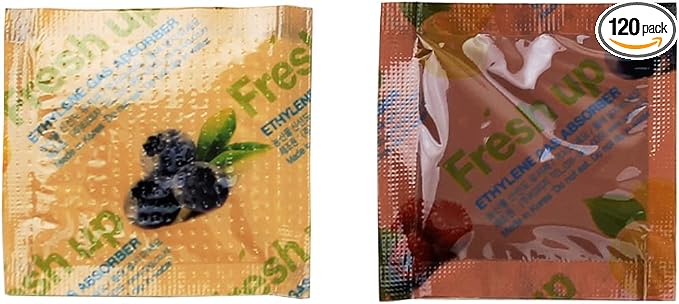 Fresh & Fresh 2 Gram (120 Pack) Produce Saver Ethylene Gas Absorber - Produce Freshness Packets Produce Saver to Extend Freshness of Vegetables, Flowers, Fruits, Banana, Kiwi, Apple, Tomato, Avocado