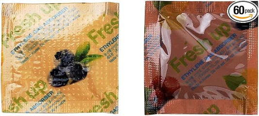 Fresh & Fresh 2 Gram (60 Pack) Produce Saver Ethylene Gas Absorber - Produce Freshness Packets Produce Saver to Extend Freshness of Vegetables, Flowers, Fruits, Banana, Kiwi, Apple, Tomato, Avocado