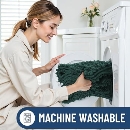 Smiry Bathroom Rugs 24X16, Extra Soft Rubber Backing Chenille Bath Mats