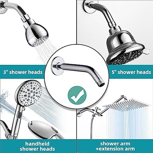 Cobbe Shower Arm with Flange and Teflon Tape, 10-Inches Wall Mounted Shower Pipe Arm 304 Stainless Steel Extension for Fixed Shower Head, Brushed Nickel