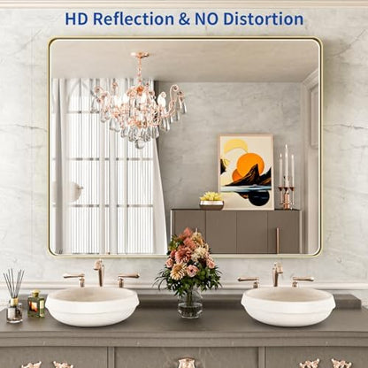 WEER Gold Bathroom Vanity Mirror 40X32 Inch