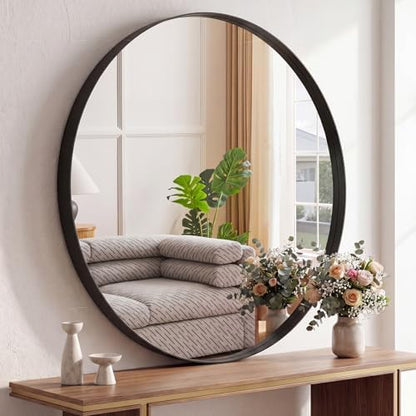 Sweetcrispy Round Bathroom Wall Mirror, Circle Vanity Mirror, 30 Inch