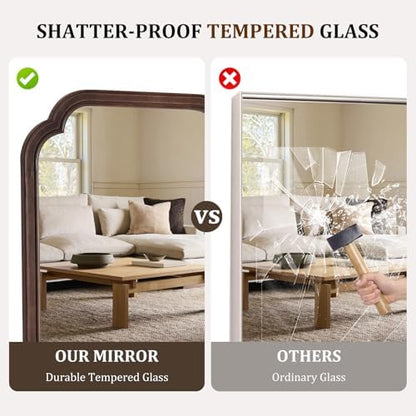 WallBeyond Full Length Mirror Wall Mounted 65"x22", Rustic Wooden Frame Floor Mirror, Large Full Body Mirror for Bedroom, Leaning or Hanging Against Wall (Walnut Solid Wood)