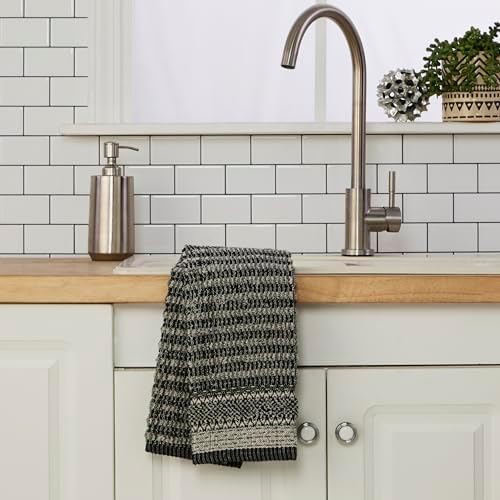 SKL Home Lewis Hand Towel Set-2pc, Premium 100% Cotton, Black