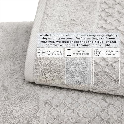 Great Bay Home Hand Towels - 100% Cotton 6 Pack 26x16 Hand Towel Set - Absorbent, Durable, Quick-Dry Towels for Bathroom (Light Grey)