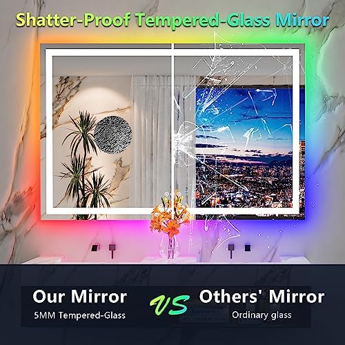60x40 LED Bathroom Mirror with Lights, RGB Backlit Lighted Mirror