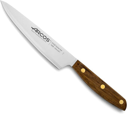 Arcos Kitchen Knife 6 Inch Stainless Steel. Professional Kitchen Knife for Cooking. Ovengkol Wood Handle 100% natural FSC and 160 mm Blade. Series Nordika