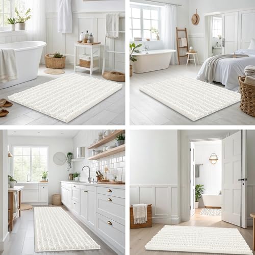 Smiry Bathroom Rugs 34X21, Extra Soft Rubber Backing Chenille Bath Mats