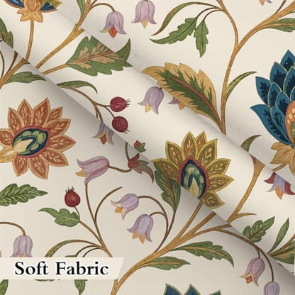 Vintage Floral Shower Curtain for Bathroom, Rustic Farmhouse Beige and Teal Sage Green Boho Botanical Shower Curtains, Retro Cottagecore Wildflower Aesthetic Bath Curtain Set with Hooks， 72 x 78 Inch