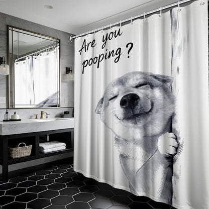 Extra Tall Shower Curtain XL Funny Dog Crazy, 70 x 96 Inchs