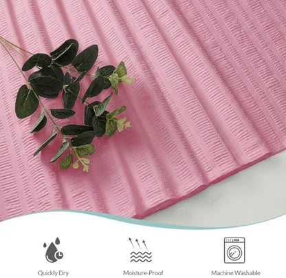 Aiyufeng Moga Extra Long Bright Pink Shower Curtain 96 Inch Long, Embossed Texture Fabric Bathroom Shower Curtain, Large Hotel Bath Curtain with 12 Holes, 72Wx96H, Hot Pink