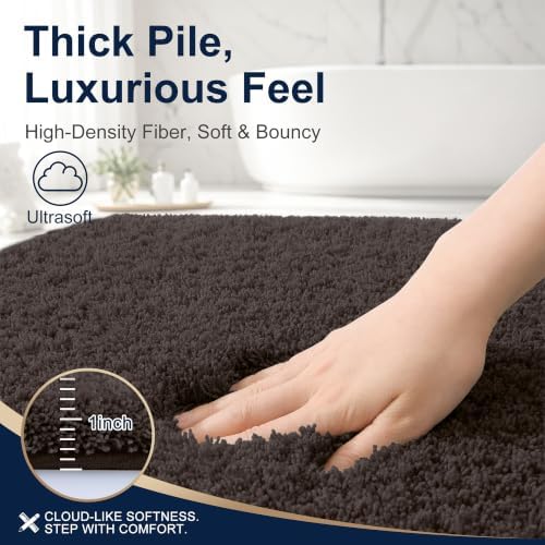 OLANLY Microfiber Bathroom Runner Rugs 47x24, Soft Bath Mat, Dark Brown