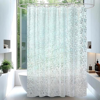 AooHome 72x72 Shower Curtain Liner - EVA 3D Decals Stained Glass Pattern Design Standard Bathroom Shower Curtain with Hooks, 5 Bottom Magnets, Heavy Duty, Water Repellent, Semi Transparent, 72x72 Inch