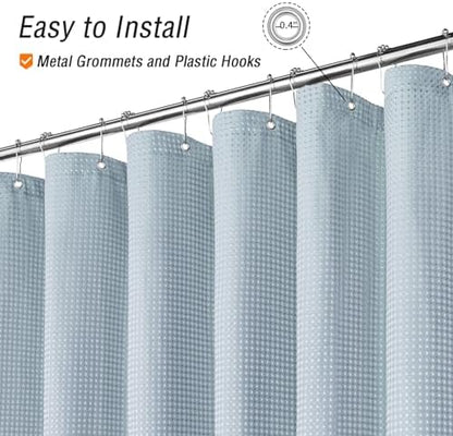 Gibelle Extra Long Fog Blue Fabric Shower Curtain, 72 x 84