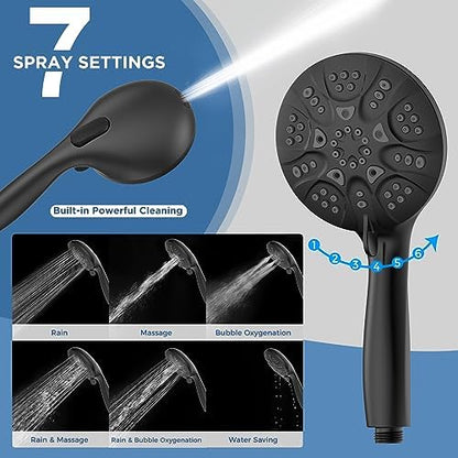 HOPOPRO 7-Mode High Pressure Hand Shower Head with Power Wash, Matte Black
