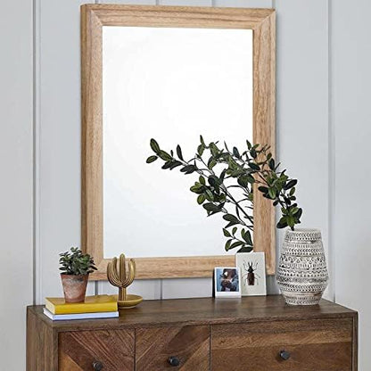 AAZZKANG Rustic Mirrors for Wall Rectangle Wooden Frame Hanging Mirror for Bedroom Bathroom Living Room Entryway Large 26"x18"