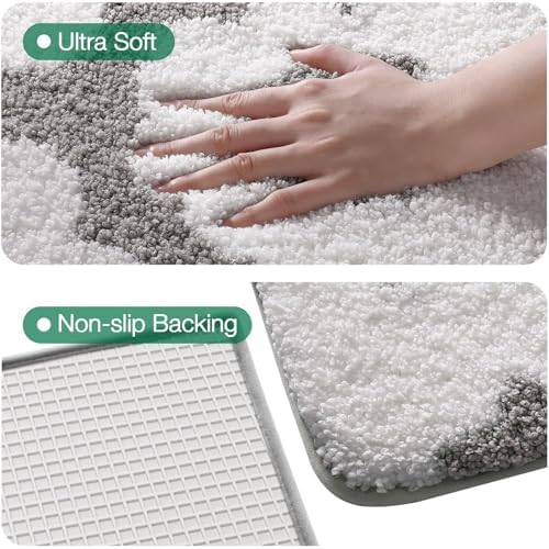 LUMI Bathroom Rug 24x36, Soft Absorbent Microfiber Bath Mat, Non Slip