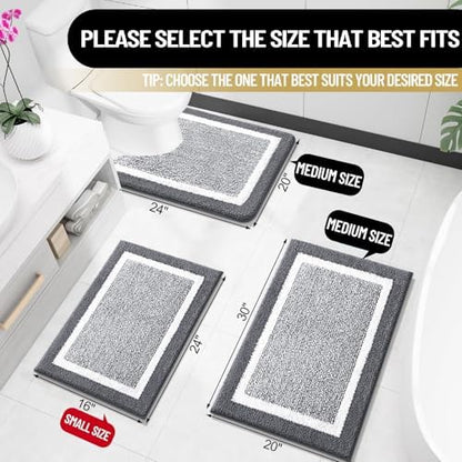 OLANLY Bathroom Rugs 30x20, Soft Absorbent Microfiber Bath Rugs, Dark Grey
