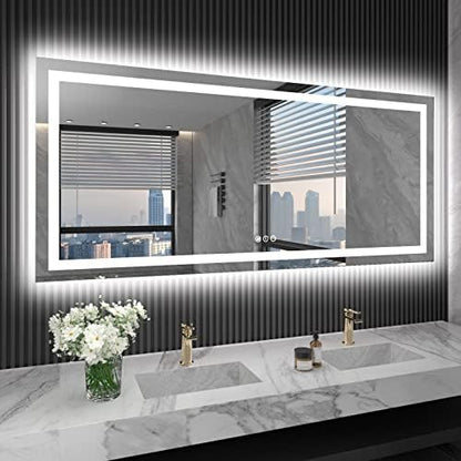LOAAO 72"X32" LED Bathroom Mirror with Lights, UL Listed