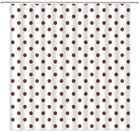Polka Dot Shower Curtain Brown White Dots Vintage Retro Fabric Decorative Bathroom Curtains with Hooks,70" Wx70 H