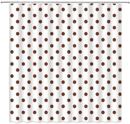 Polka Dot Shower Curtain Brown White Dots Vintage Retro Fabric Decorative Bathroom Curtains with Hooks,70" Wx70 H