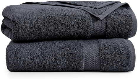 LANE LINEN Large Bath Sheets Absorbent Quick Dry 100% Cotton 2 Pack - Black