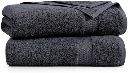 LANE LINEN Large Bath Sheets Absorbent Quick Dry 100% Cotton 2 Pack - Black