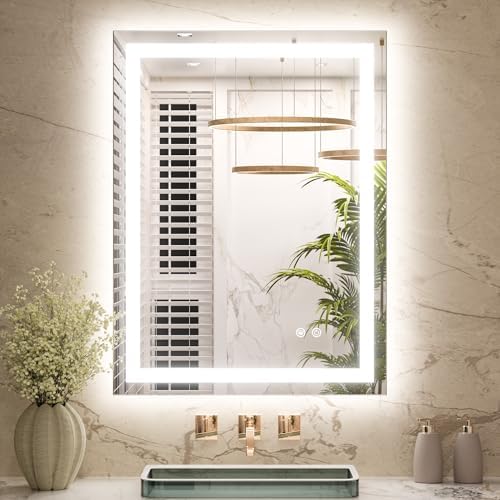 Keonjinn 24x32 Inch LED Bathroom Mirror with Lights, Frontlit & Backlit