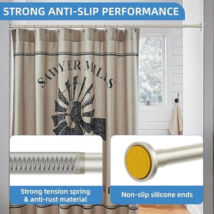 CorkLatta Nickel Adjustable Shower Curtain Rod 32 to 92 inch with 2 Holders