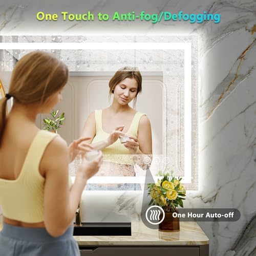 44x30 LED Bathroom Mirror with Lights, RGB Backlit Lighted Mirror